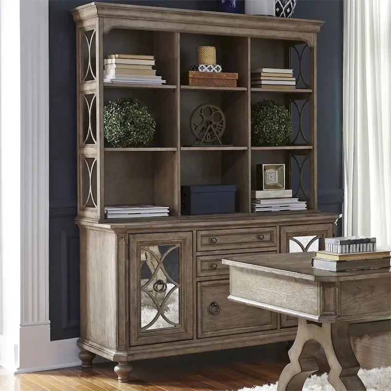 Credenza alzatina semplicemente elegante bianca, marrone e tortora mélange