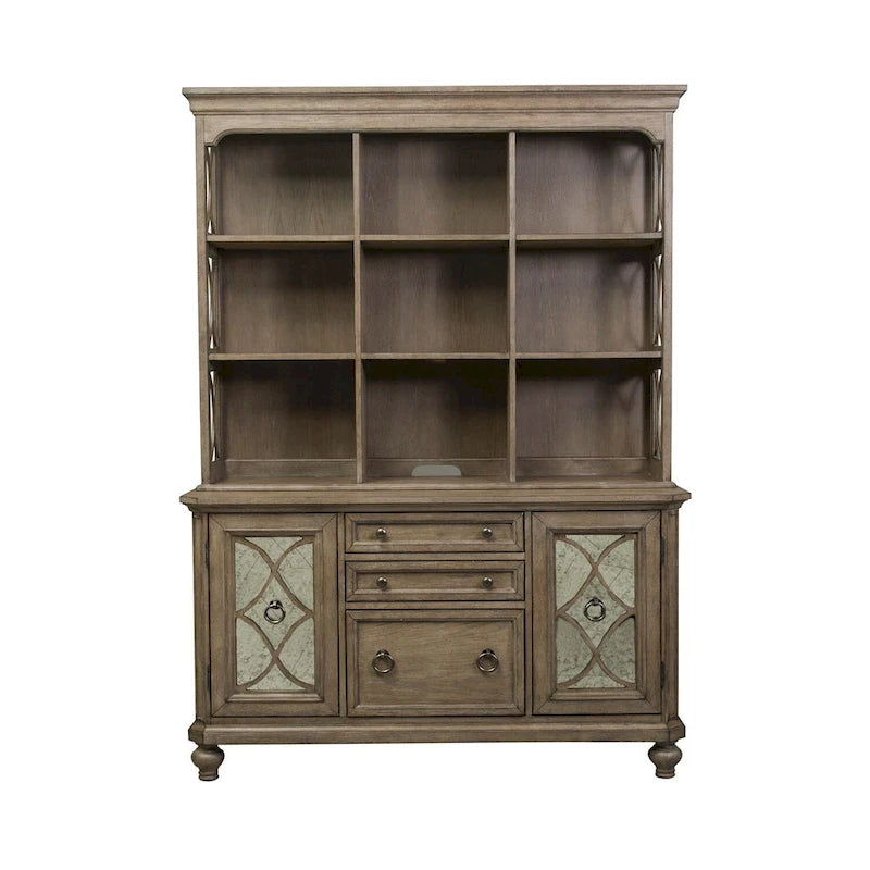Credenza alzatina semplicemente elegante bianca, marrone e tortora mélange