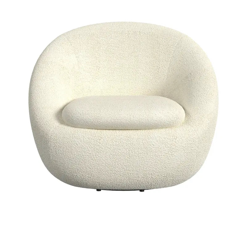 Poltrona girevole rotonda a forma di botte - Sherpa bianco