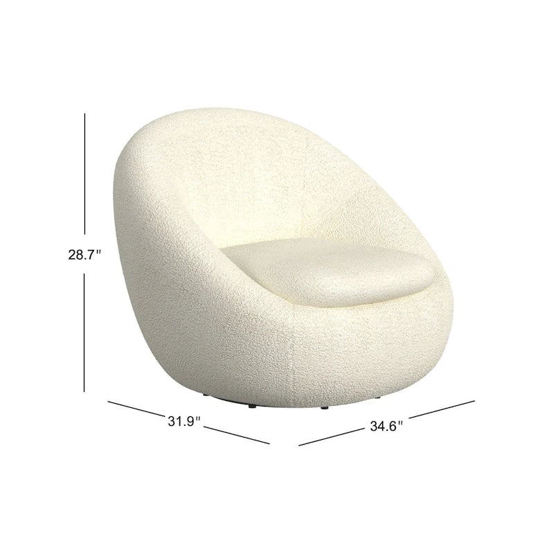 Poltrona girevole rotonda a forma di botte - Sherpa bianco