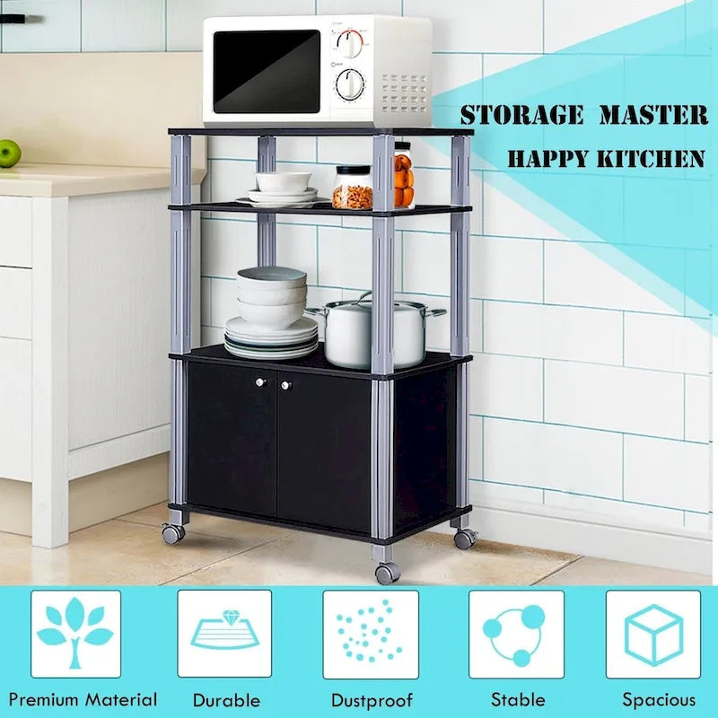 Carrello portaoggetti con ruote e supporto per microonde - 23.5 x 15.5 x 38.5 (L x W x H)