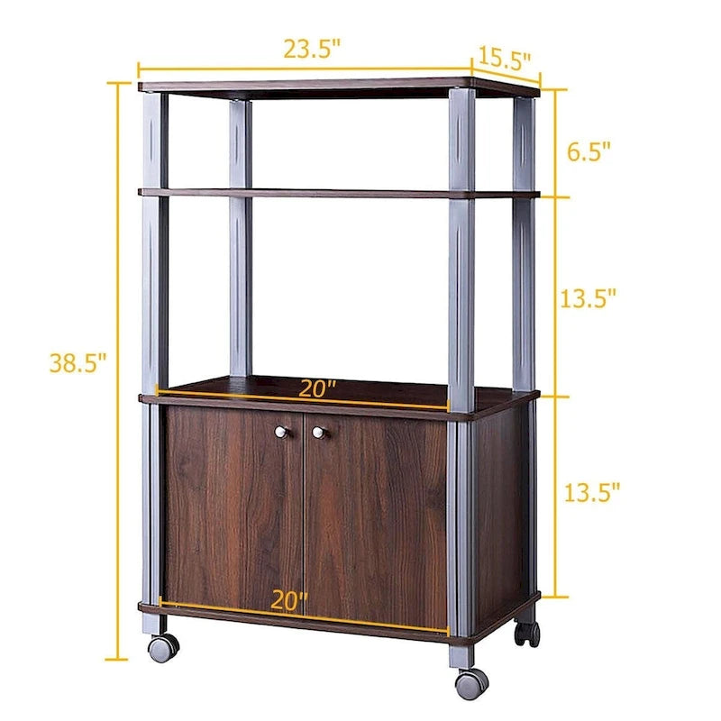 Carrello portaoggetti con ruote e supporto per microonde - 23.5 x 15.5 x 38.5 (L x W x H)
