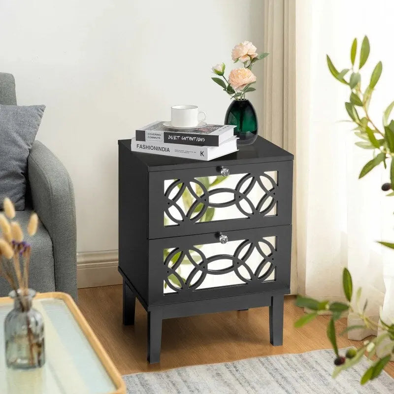 Comodino in stile nordico con due cassetti, set da 2