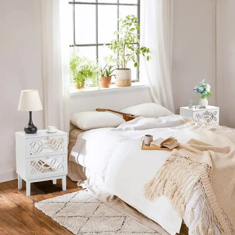 Comodino in stile nordico con due cassetti, set da 2