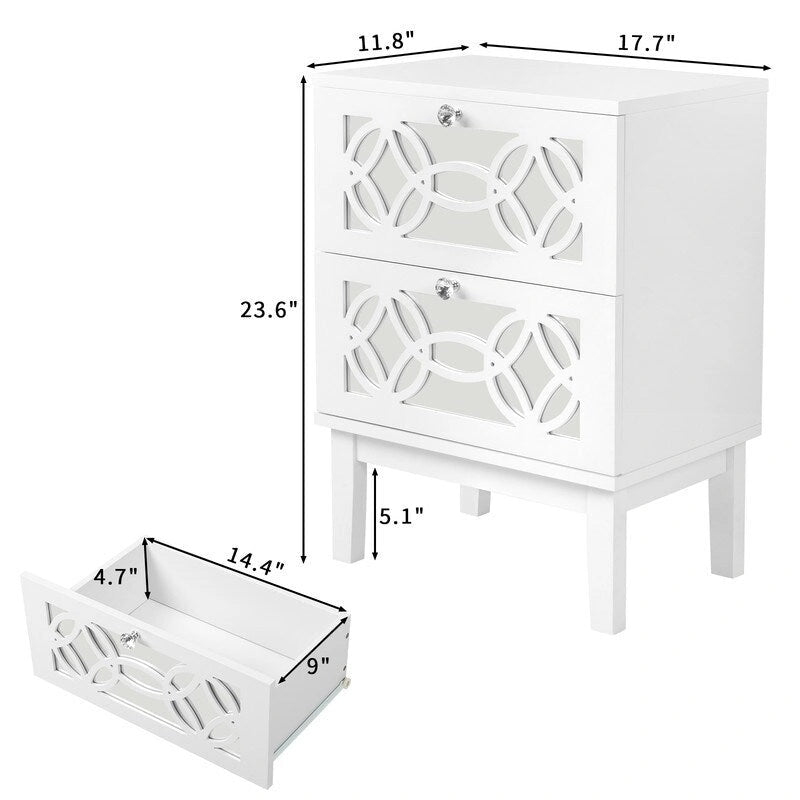 Comodino in stile nordico con due cassetti, set da 2