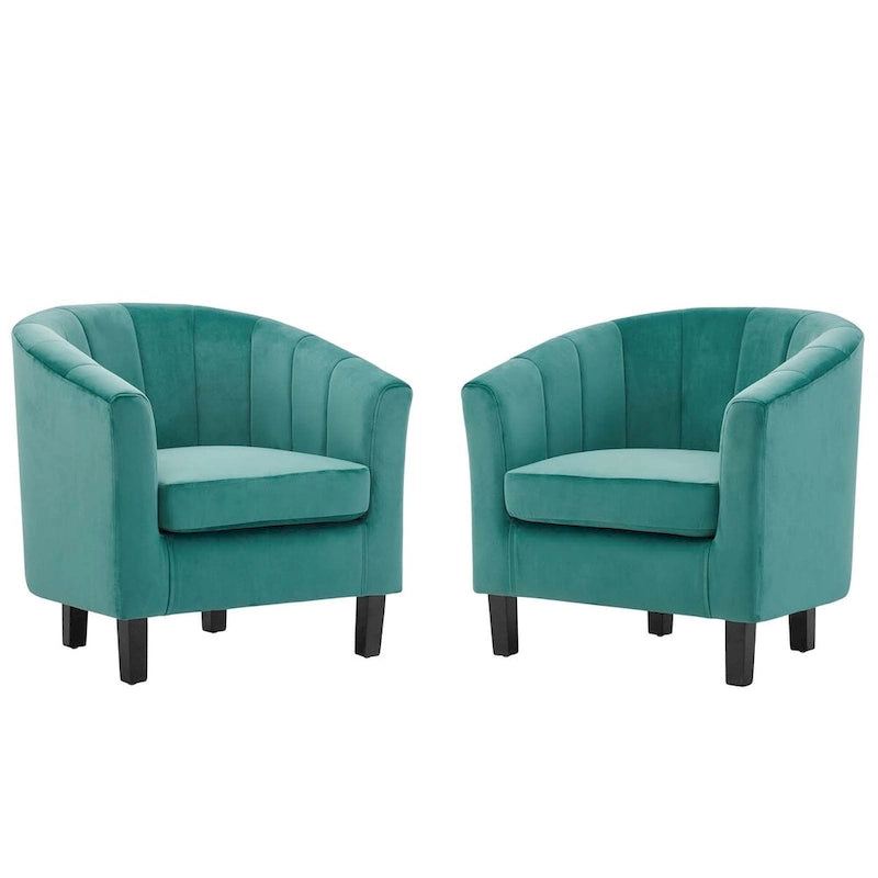 Poltrone in velluto con trapuntatura a canali (set da 2)