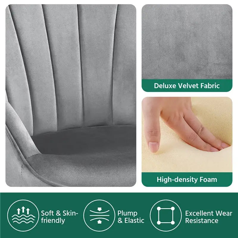 Poltroncina d'accento moderna in velluto con schienale curvo plissettato, ideale per il soggiorno