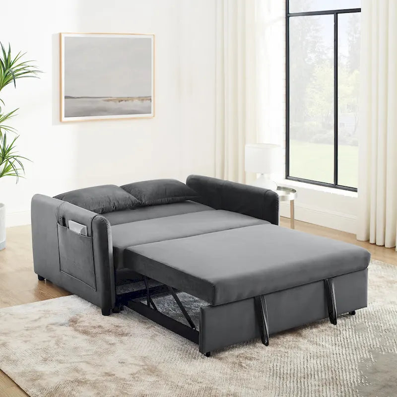 Divano letto matrimoniale in velluto versatile 3 in 1