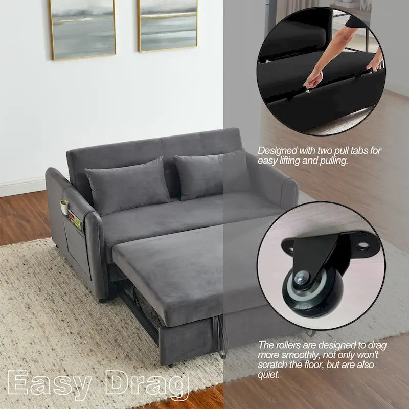 Divano letto matrimoniale in velluto versatile 3 in 1