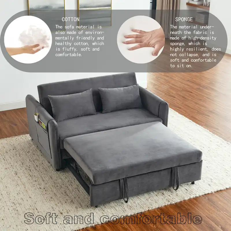 Divano letto matrimoniale in velluto versatile 3 in 1