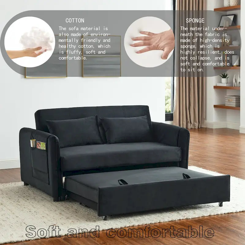 Divano letto matrimoniale in velluto versatile 3 in 1