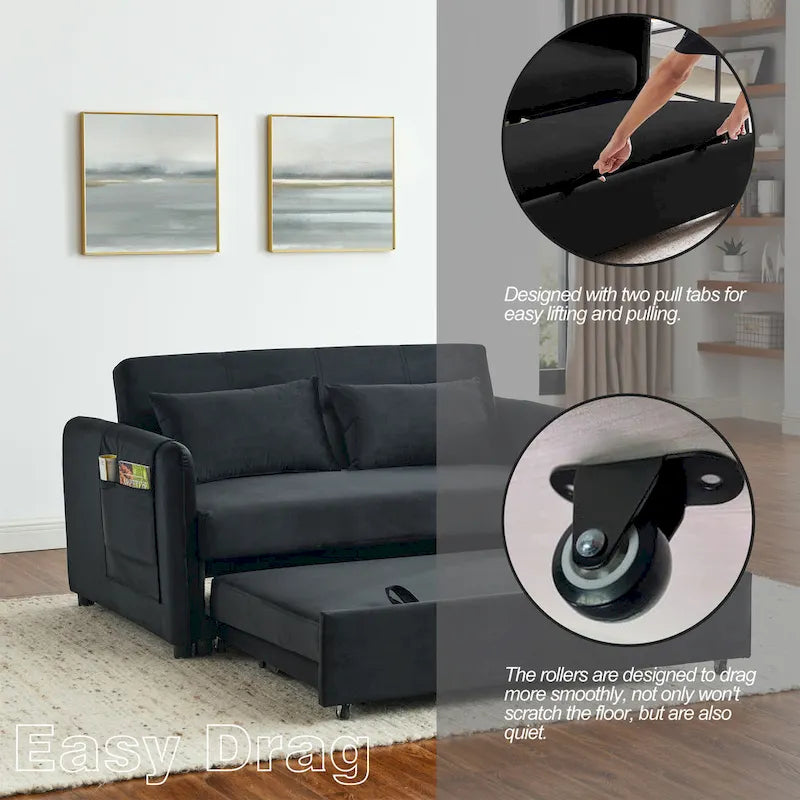 Divano letto matrimoniale in velluto versatile 3 in 1