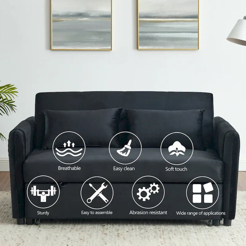 Divano letto matrimoniale in velluto versatile 3 in 1