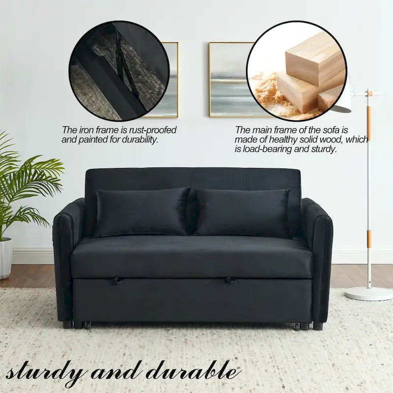 Divano letto matrimoniale in velluto versatile 3 in 1