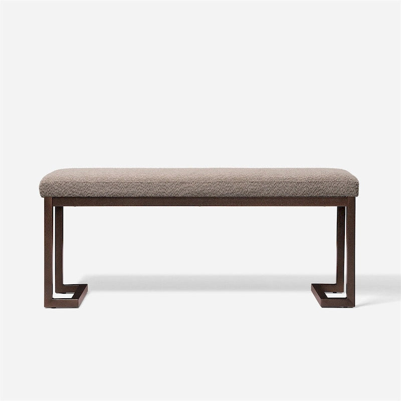Panca dal design contemporaneo in tessuto bouclé