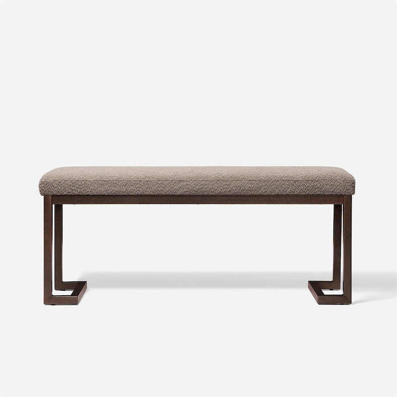Panca dal design contemporaneo in tessuto bouclé