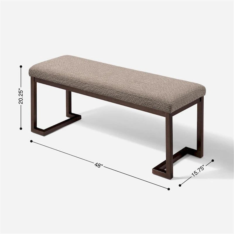 Panca dal design contemporaneo in tessuto bouclé