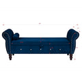 Panca da camera in velluto da 63.4 in. con gambe in legno massello e 1 cuscino, pouf contenitore con braccioli e fibbie di cristallo