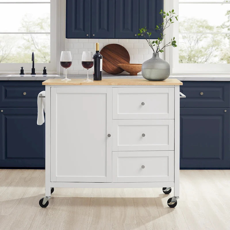 Isola/carrello da cucina con piano in legno - 18d x 42.13w x 37.5h