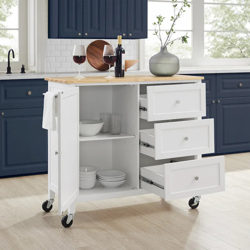 Wyspa/wózek kuchenny z drewnianym blatem - 18 gł. x 42.13 szer. x 37.5 wys.