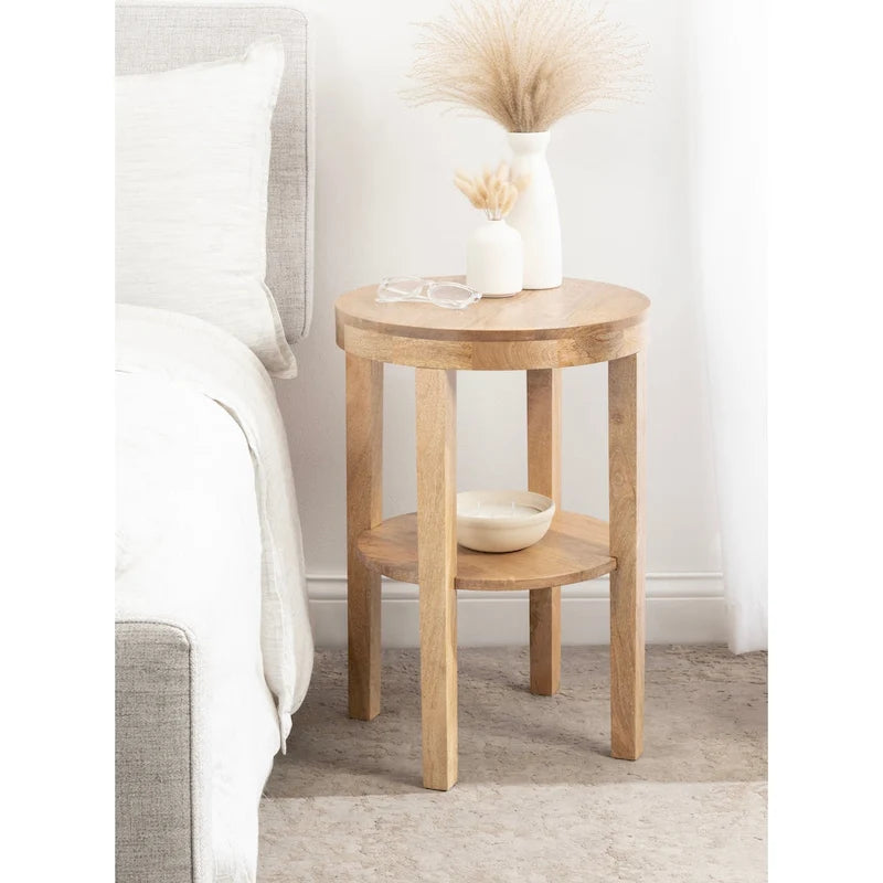 Tavolino rotondo in legno in stile minimalista