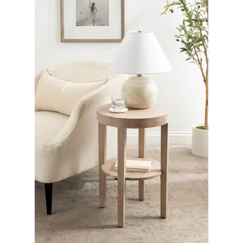 Tavolino rotondo in legno in stile minimalista
