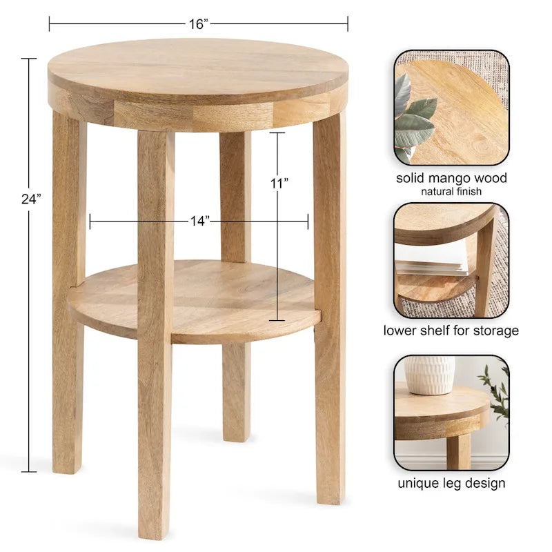 Tavolino rotondo in legno in stile minimalista