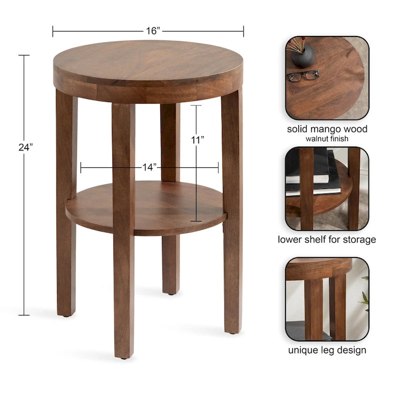 Tavolino rotondo in legno in stile minimalista