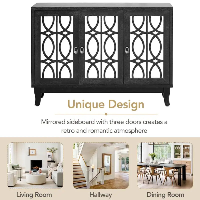 Credenza con mobile buffet a 3 ante a specchio
