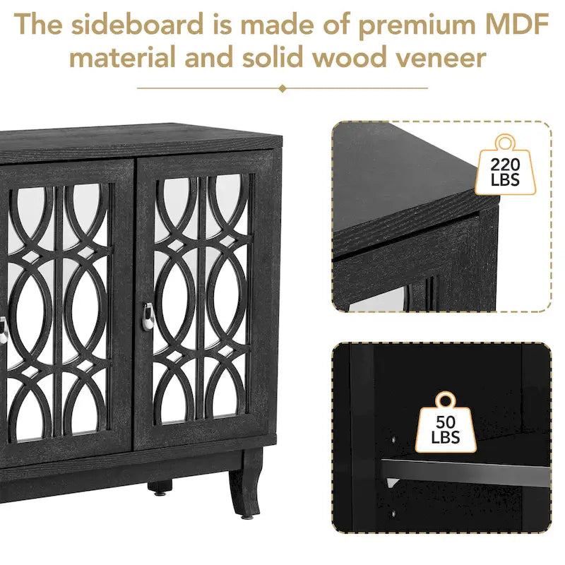 Credenza con mobile buffet a 3 ante a specchio