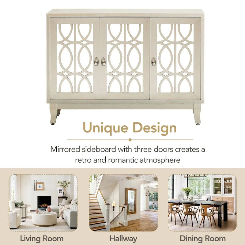 Credenza con mobile buffet a 3 ante a specchio