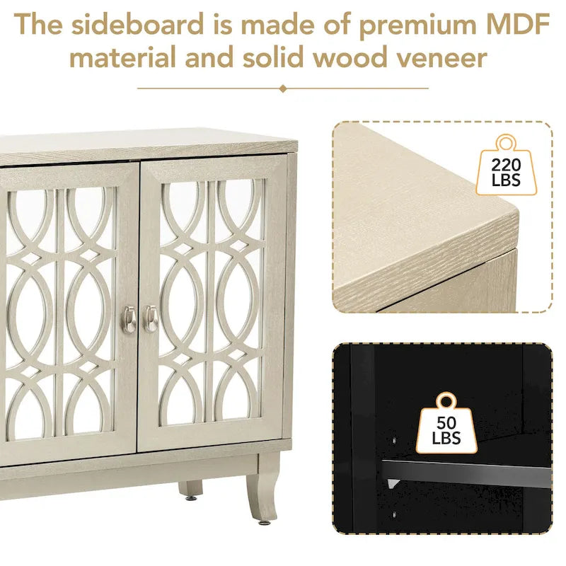Credenza con mobile buffet a 3 ante a specchio