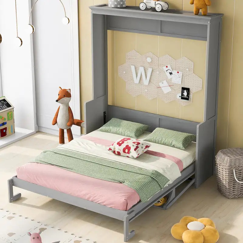 Letto a scomparsa in stile nordico minimalista con ripiano