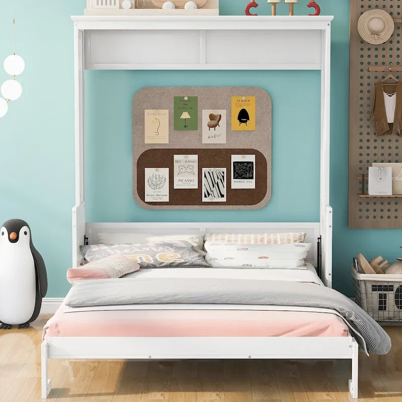 Letto a scomparsa in stile nordico minimalista con ripiano