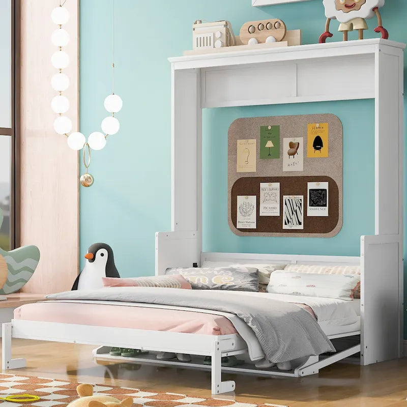 Letto a scomparsa in stile nordico minimalista con ripiano