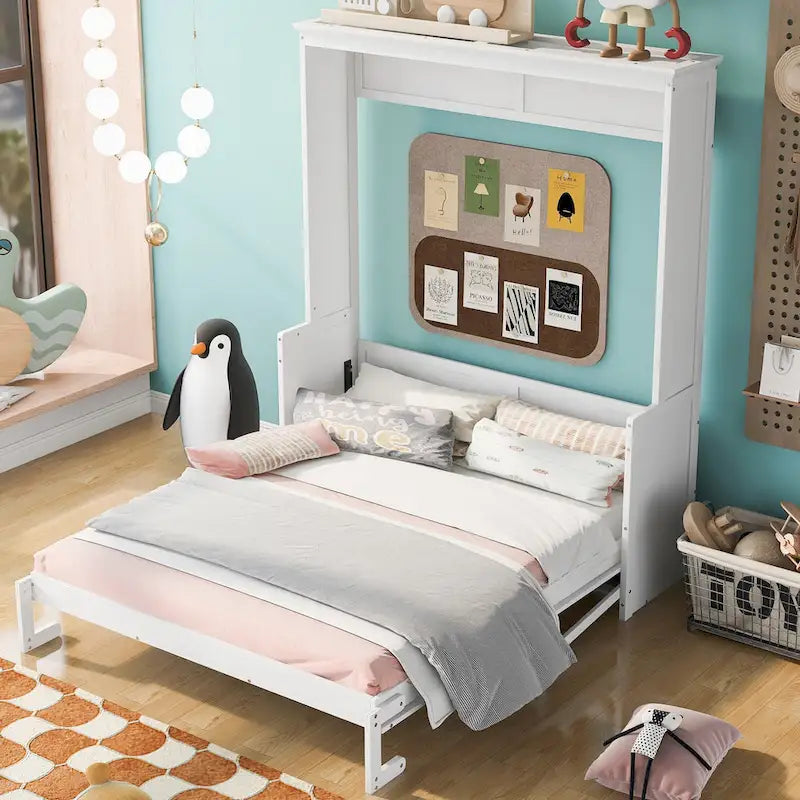 Letto a scomparsa in stile nordico minimalista con ripiano