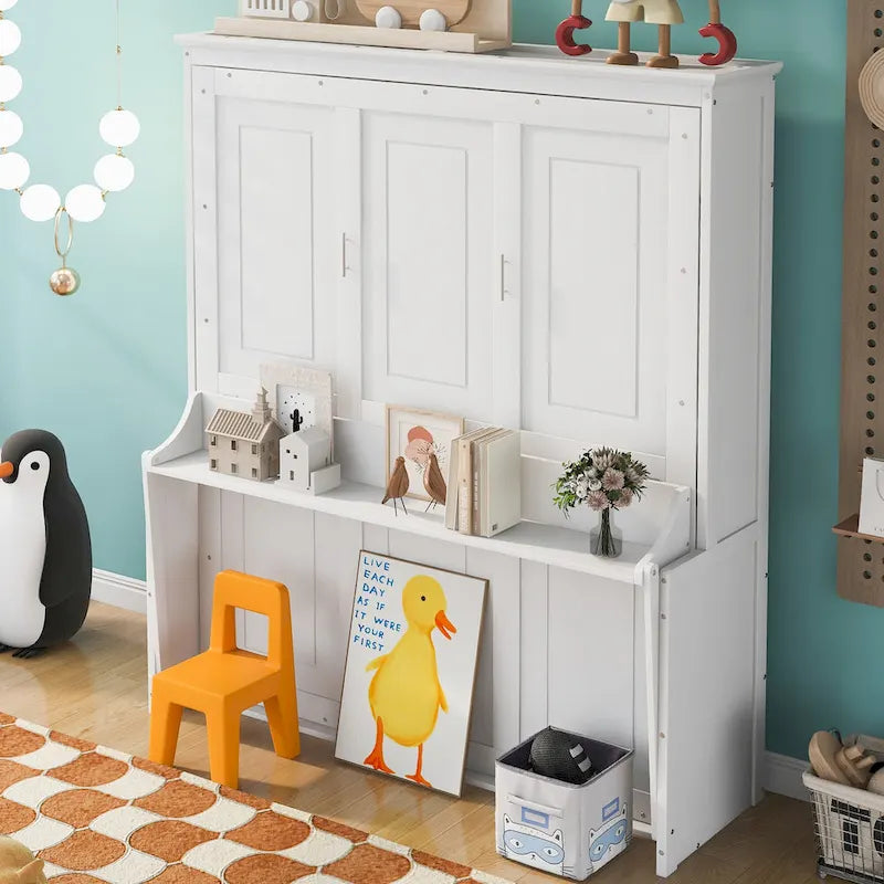 Letto a scomparsa in stile nordico minimalista con ripiano