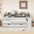 Letto singolo in legno con ripiani contenitore, letto multifunzione con due cassetti e scrivania