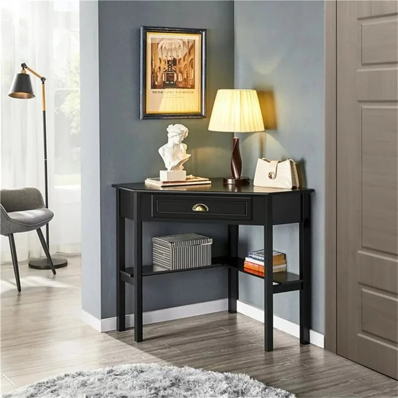 Scrivania ad angolo con cassetto contenitore