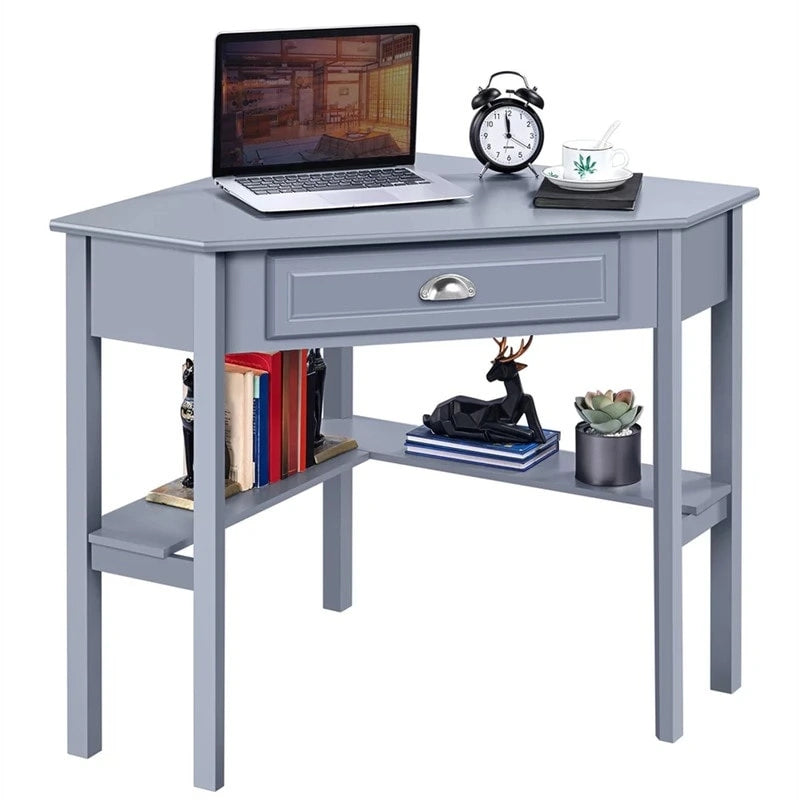 Scrivania ad angolo con cassetto contenitore