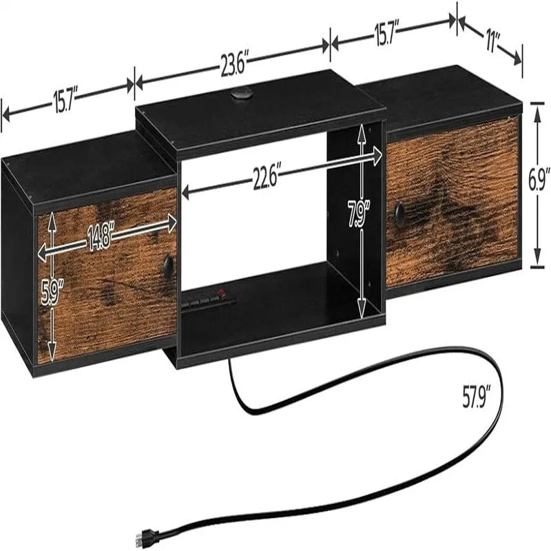 Mensola multimediale moderna da parete - 11.D x 55W x 7.9H
