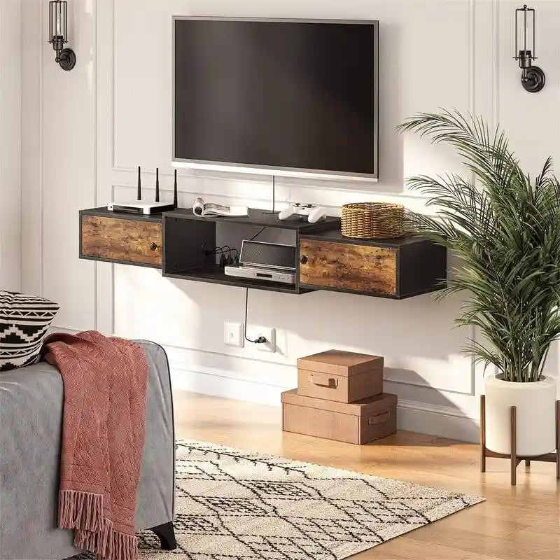 Mensola multimediale moderna da parete - 11.D x 55W x 7.9H