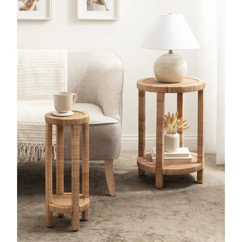 Tavolino da appoggio in rattan in stile moderno - 9x9x22
