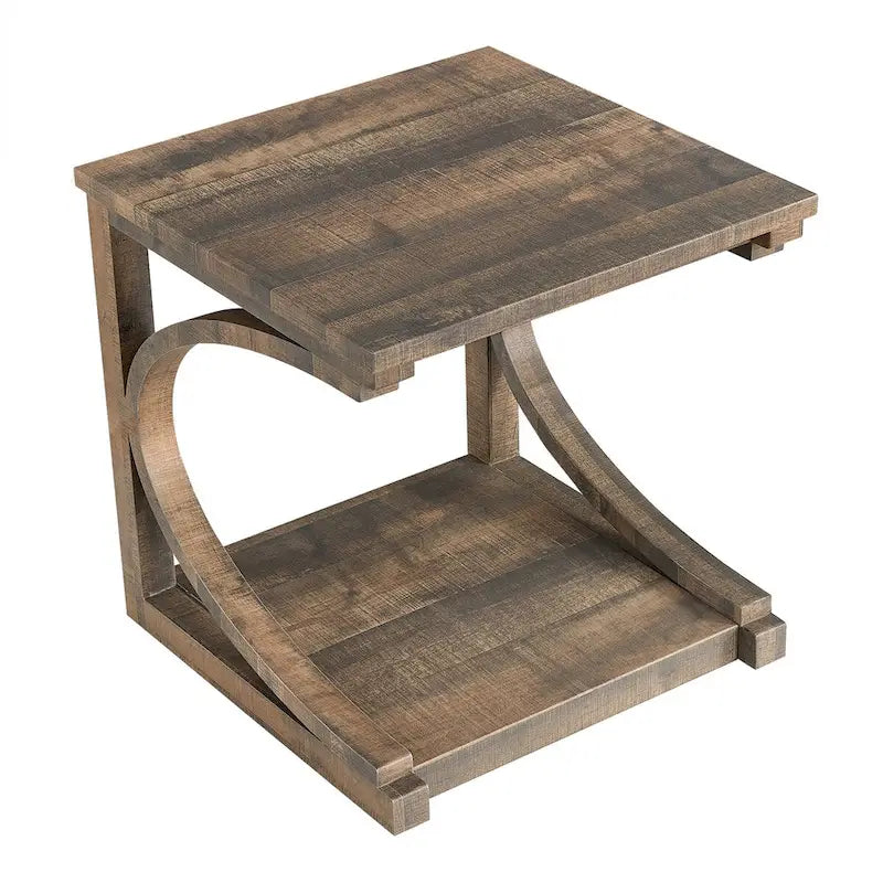 Tavolino da salotto unico in legno massello con ripiano contenitore