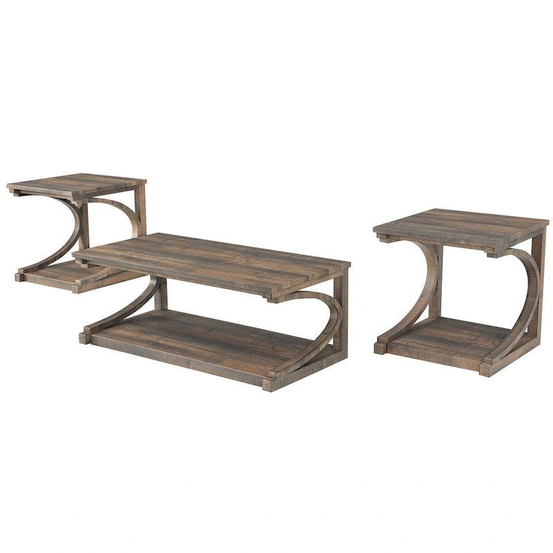 Tavolino da salotto unico in legno massello con ripiano contenitore