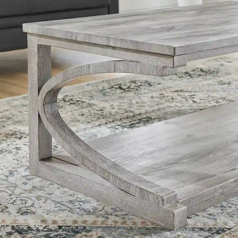 Tavolino da salotto unico in legno massello con ripiano contenitore