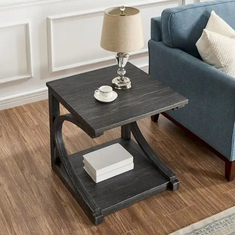 Tavolino da salotto unico in legno massello con ripiano contenitore