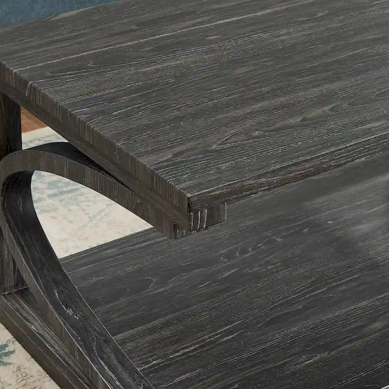Tavolino da salotto unico in legno massello con ripiano contenitore