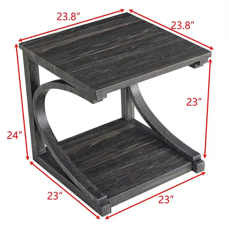 Tavolino da salotto unico in legno massello con ripiano contenitore